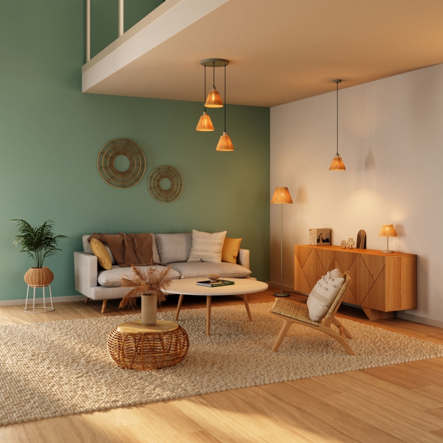 Ledvance - Κρεμαστό φωτιστικό οροφής DECOR RAFFIA 3xE27/15W/230V ίνες raffia