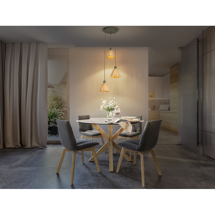 Ledvance - Κρεμαστό φωτιστικό οροφής DECOR RAFFIA 3xE27/15W/230V ίνες raffia