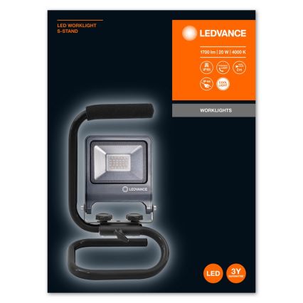 Ledvance - Προβολέας LED με λαβή S-STAND LED/20W/230V IP65