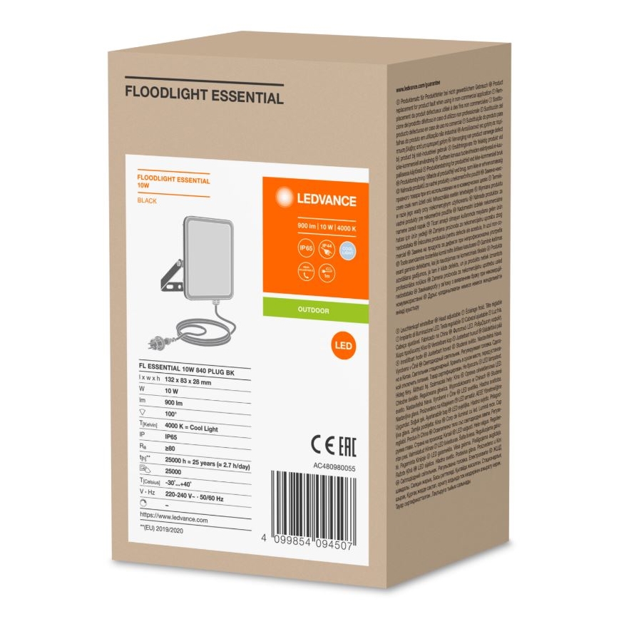 Ledvance - LED Εξωτερικού χώρου wall προβολέας FLOODLIGHT ESSENTIAL LED/10W/230V IP65
