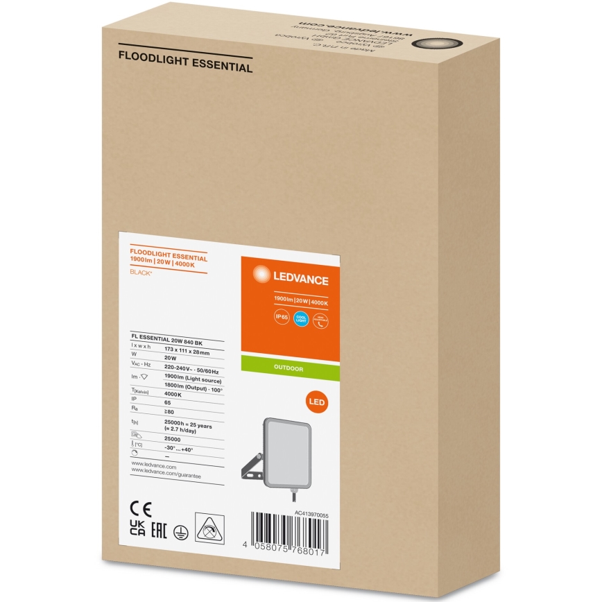 Ledvance - Προβολέας τοίχου LED εξωτερικού χώρου FLOODLIGHT LED/20W/230V 4000K IP65