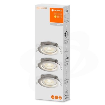 Ledvance - ΣΕΤ 3x LED Dimmable χωνευτά φωτιστικά SIMPLE LED/4,9W/230V