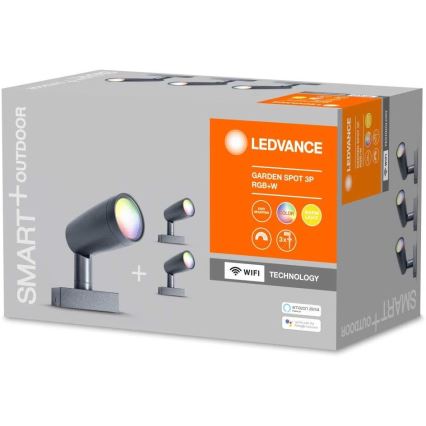 Ledvance - ΣΕΤ 3x LED RGBW Λάμπες εξωτερικού χώρου SMART+ SPOT 3xLED/4,5W/230V IP65 Wi-Fi