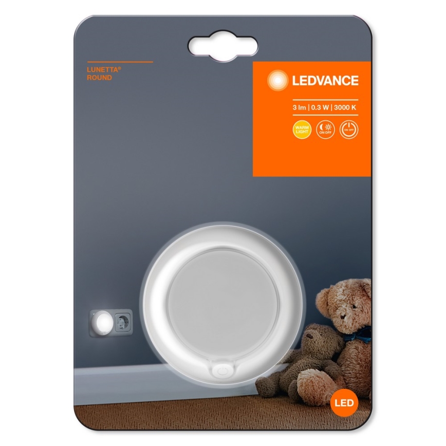 Ledvance - Φωτάκι νυκτός LED με αισθητήρα LUNETTA LED/0,3W/230V 3000K
