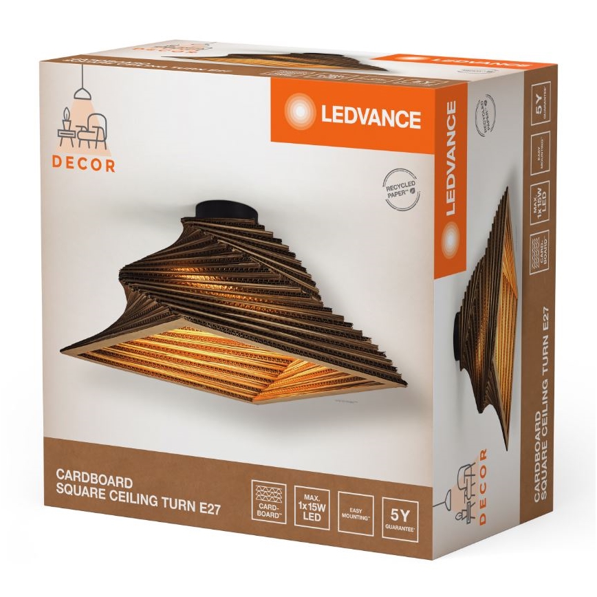 Ledvance - Φωτιστικό οροφής DECOR CARDBOARD 1xE27/15W/230V 40x40 cm