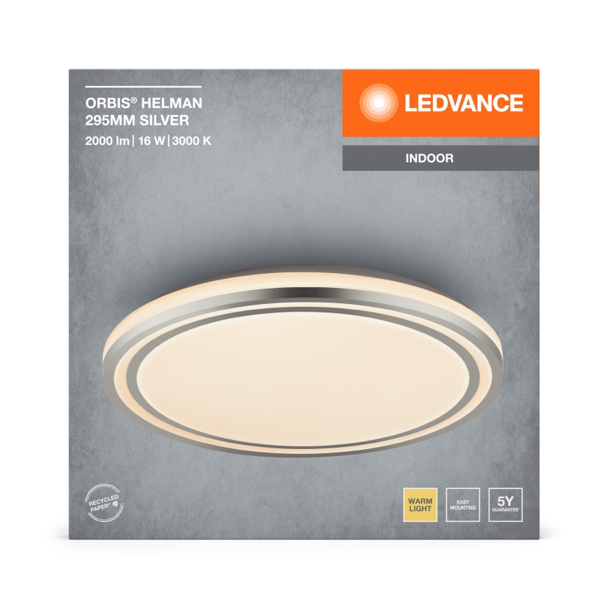 Ledvance - Φωτιστικό οροφής LED ORBIS HELMAN LED/16W/230V διάμετρος 29,5 cm ασημί