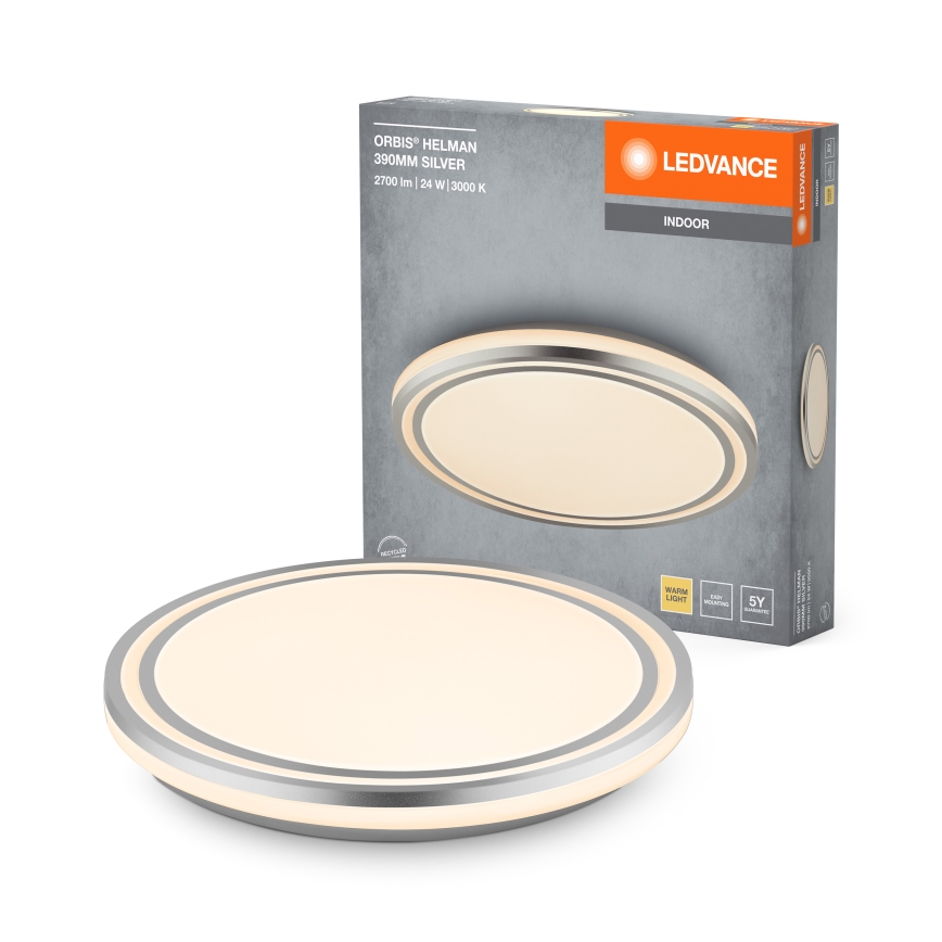 Ledvance - Φωτιστικό οροφής LED ORBIS HELMAN LED/24W/230V διάμετρος 39 cm ασημί