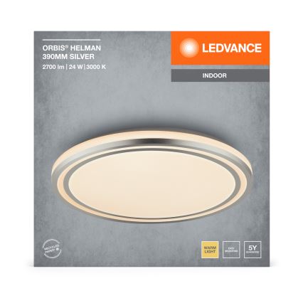 Ledvance - Φωτιστικό οροφής LED ORBIS HELMAN LED/24W/230V διάμετρος 39 cm ασημί