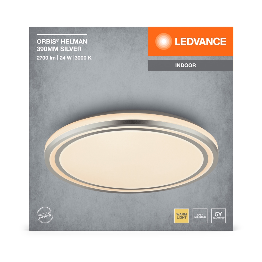 Ledvance - Φωτιστικό οροφής LED ORBIS HELMAN LED/24W/230V διάμετρος 39 cm ασημί
