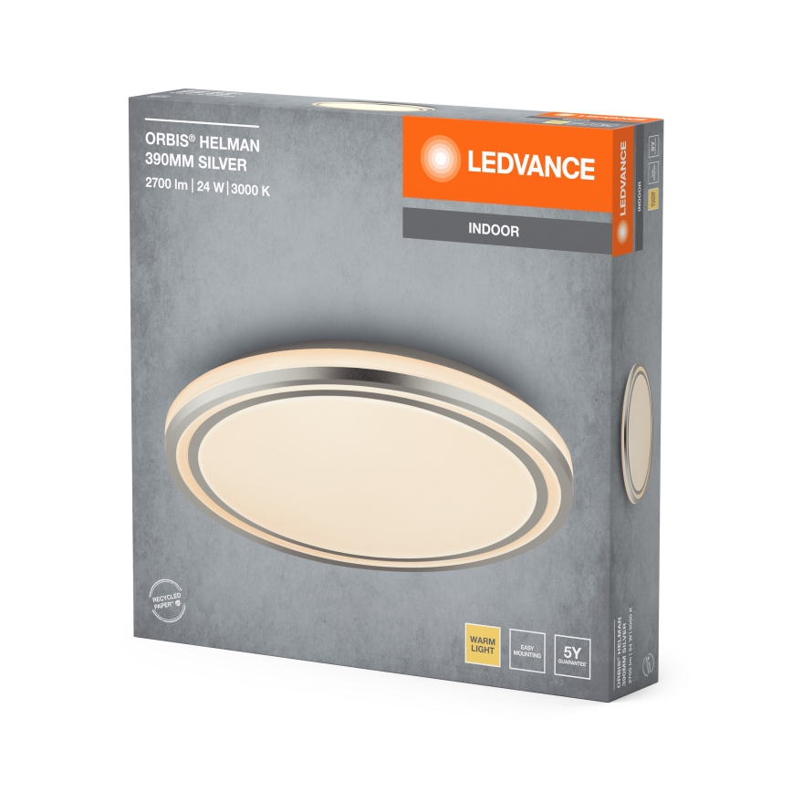 Ledvance - Φωτιστικό οροφής LED ORBIS HELMAN LED/24W/230V διάμετρος 39 cm ασημί