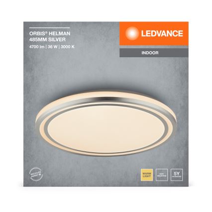 Ledvance - Φωτιστικό οροφής LED ORBIS HELMAN LED/36W/230V διάμετρος 48,5 cm ασημί