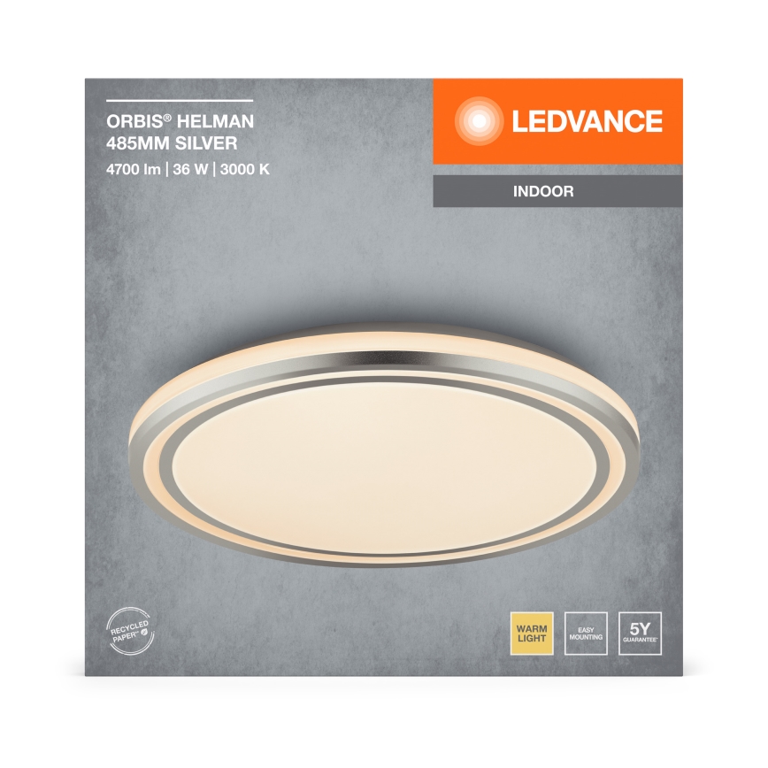 Ledvance - Φωτιστικό οροφής LED ORBIS HELMAN LED/36W/230V διάμετρος 48,5 cm ασημί