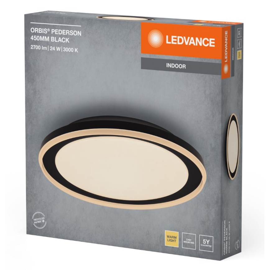 Ledvance - Φωτιστικό οροφής LED ORBIS PEDERSON LED/24W/230V διάμετρος 45 cm μαύρο