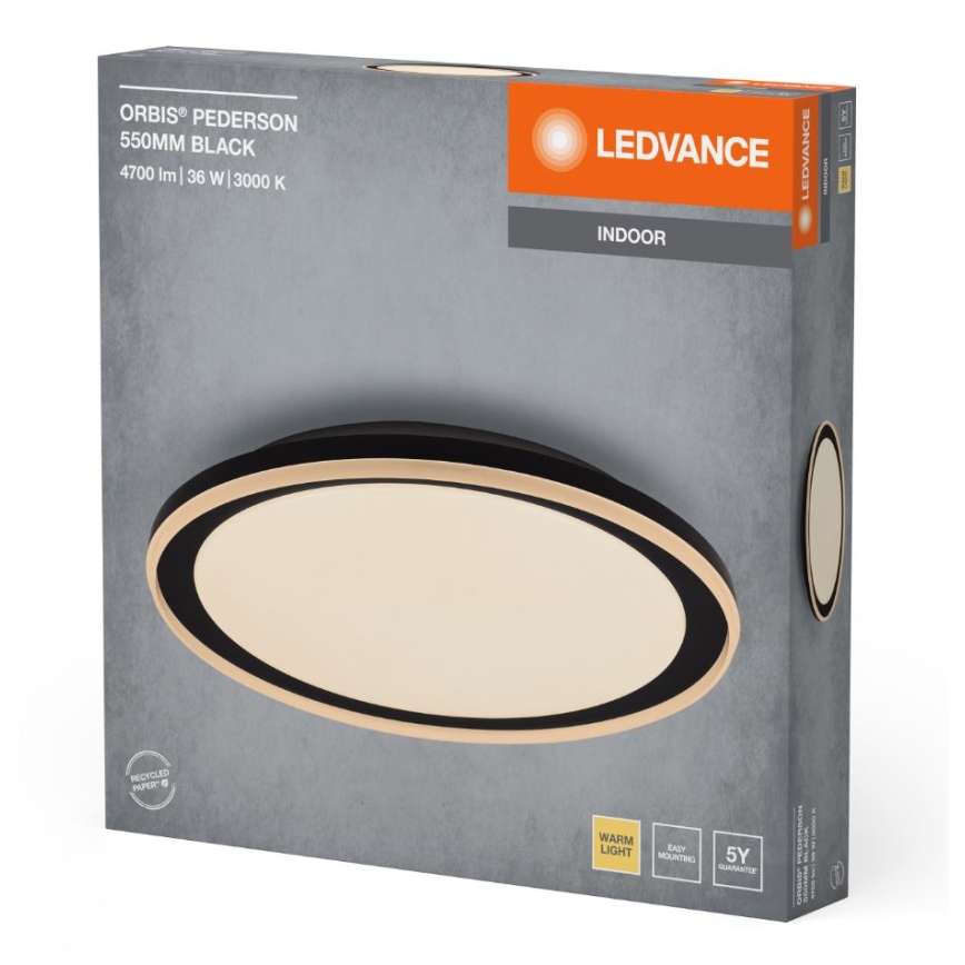 Ledvance - Φωτιστικό οροφής LED ORBIS PEDERSON LED/36W/230V διάμετρος 55 cm μαύρο