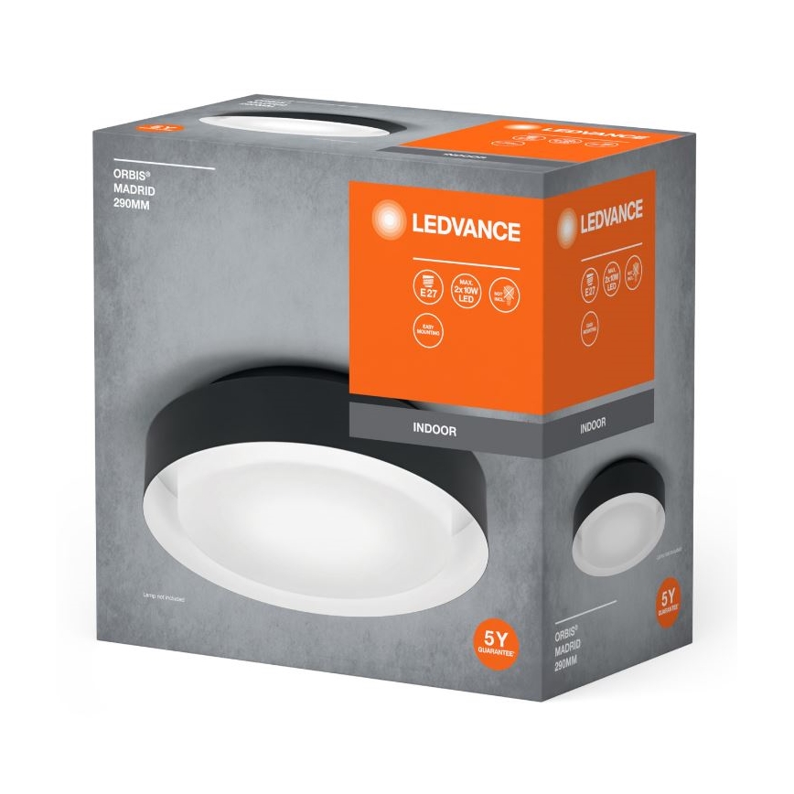 Ledvance - Φωτιστικό οροφής ORBIS MADRID 2xE27/10W/230V μαύρο