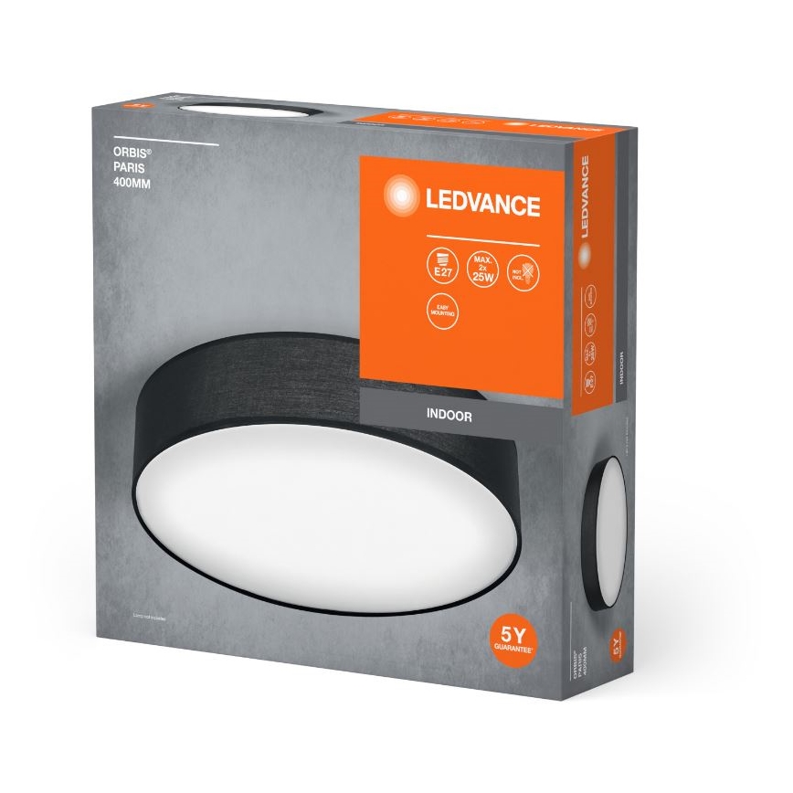 Ledvance - Φωτιστικό οροφής ORBIS ΠΑΡΙΣΙ 2xE27/25W/230V μαύρο