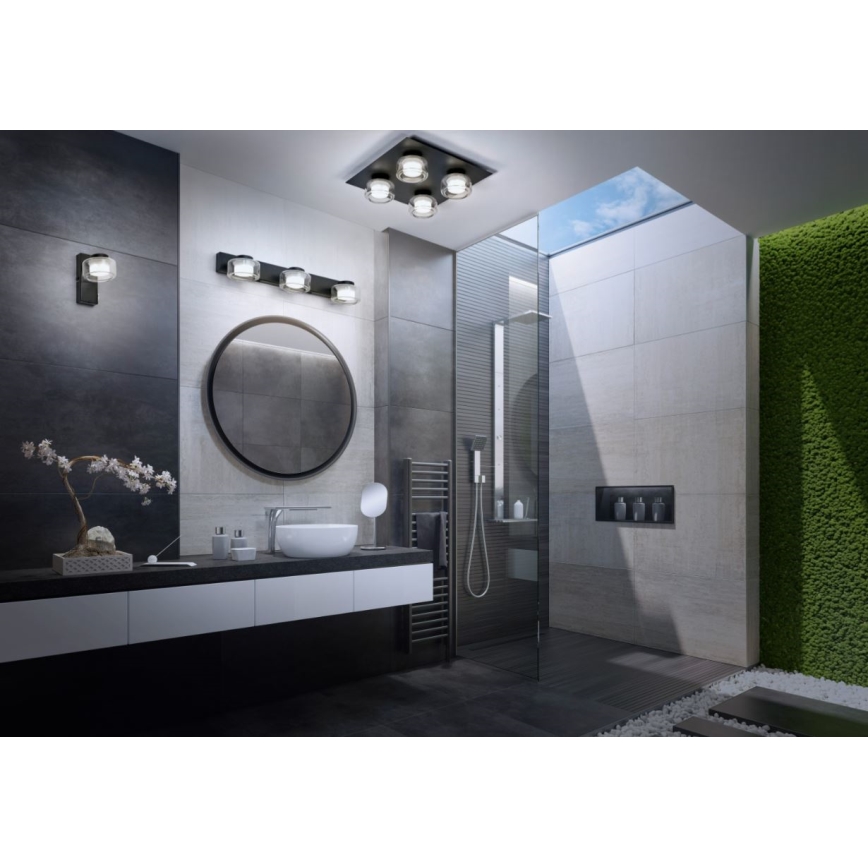 Ledvance - Φωτιστικό οροφής μπάνιου LED ORBIS FLAME 4xLED/5,5W/230V 3000/4000K IP44 μαύρο