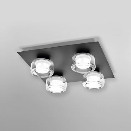 Ledvance - Φωτιστικό οροφής μπάνιου LED ORBIS FLAME 4xLED/5,5W/230V 3000/4000K IP44 μαύρο