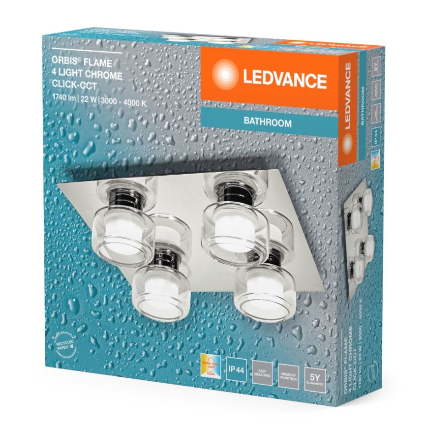Ledvance - Φωτιστικό οροφής μπάνιου LED ORBIS FLAME 4xLED/5,5W/230V 3000/4000K IP44 χρώμιο