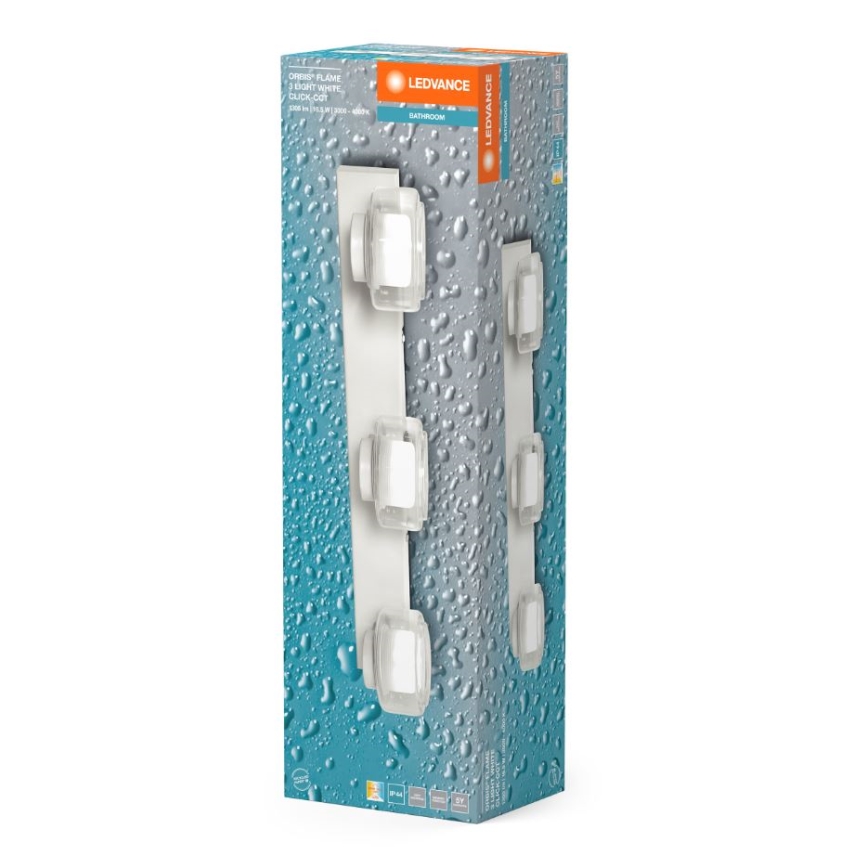 Ledvance - Φωτιστικό τοίχου μπάνιου LED ORBIS FLAME 3xLED/5,5W/230V 3000/4000K IP44 λευκό