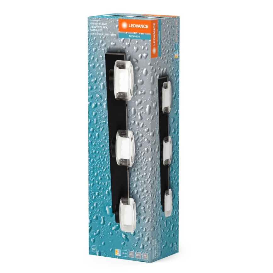 Ledvance - Φωτιστικό τοίχου μπάνιου LED ORBIS FLAME 3xLED/5,5W/230V 3000/4000K IP44 μαύρο