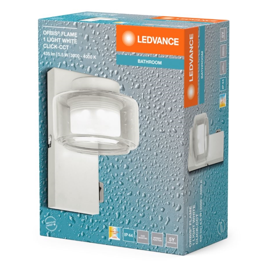 Ledvance - Φωτιστικό τοίχου μπάνιου LED ORBIS FLAME LED/5,5W/230V 3000/4000K IP44 λευκό