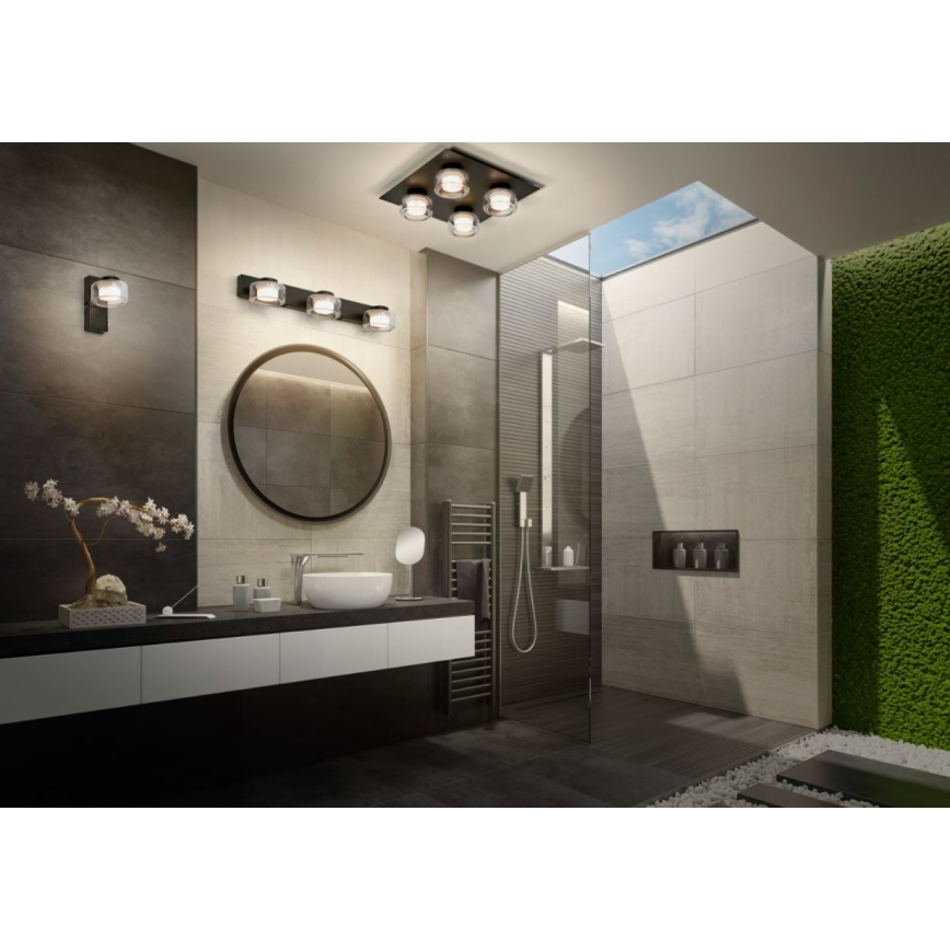 Ledvance - Φωτιστικό τοίχου μπάνιου LED ORBIS FLAME LED/5,5W/230V 3000/4000K IP44 μαύρο