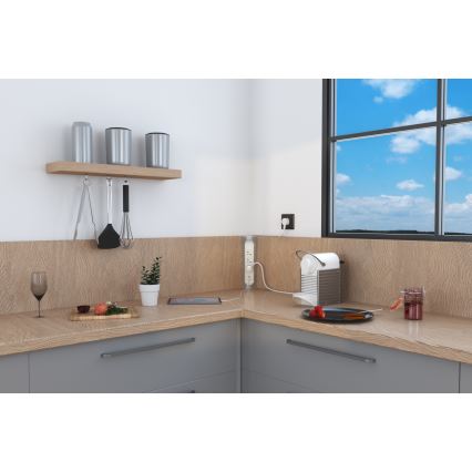 Legrand 049406 - Καλώδιο επέκτασης με 3 υποδοχές, τύπου E, με USB-A και USB-C, 1m, ασημί/λευκό