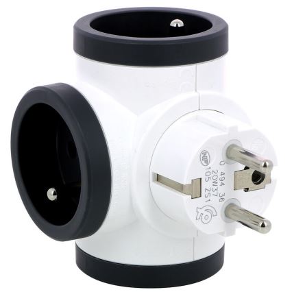 Legrand 049436 - Πολύπριζο swivel 3Z Type E λευκό/μαύρο