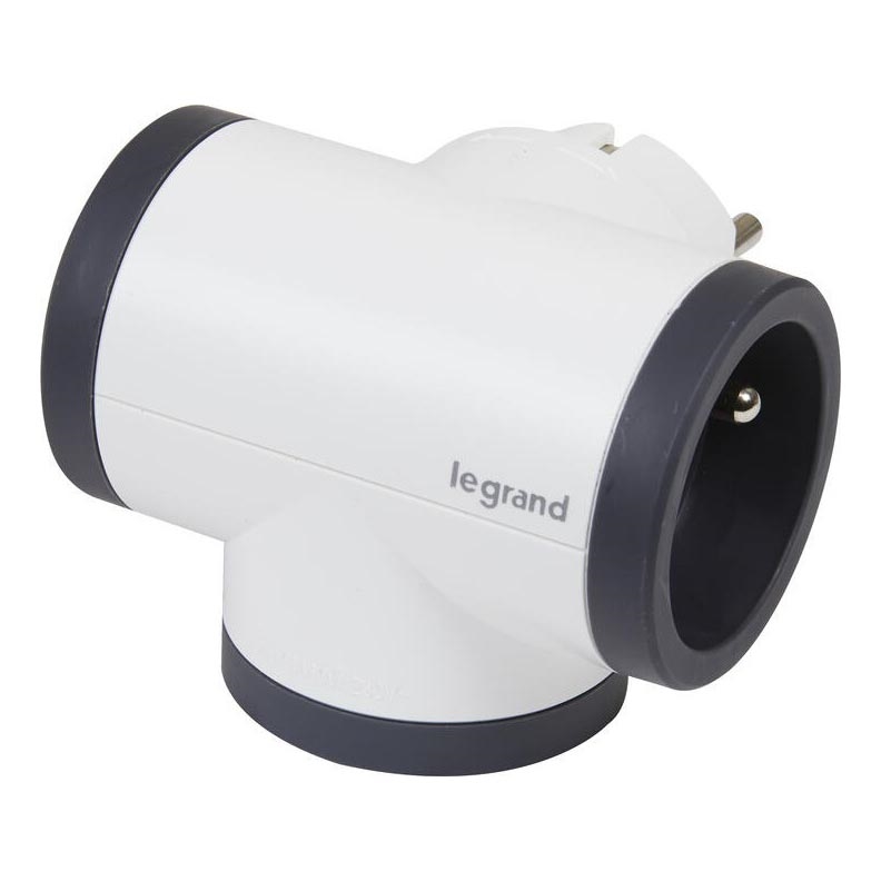 Legrand 049436 - Πολύπριζο swivel 3Z Type E λευκό/μαύρο