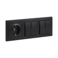 Legrand - 2x Διπλός σειριακός διακόπτης αρ. 5 και οικιακή πρίζα SCHUKO με πλαίσιο SUNO 250V, μαύρο