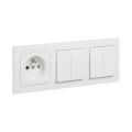 Legrand - 2x Διπλός σειριακός διακόπτης αρ. 5 και οικιακή πρίζα με πλαίσιο SUNO 250V σε λευκό