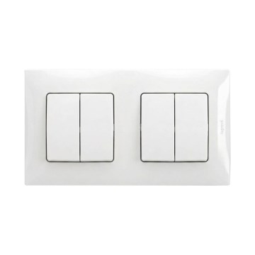 Legrand - 2x Διπλός σειριακός διακόπτης αρ. 5 με πλαίσιο NILOE σε λευκό