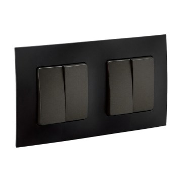 Legrand - 2x Διπλός σειριακός διακόπτης αρ. 5 με μαύρο πλαίσιο NILOE