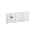 Legrand - 2x διπλός σειριακός διακόπτης č. 5 και οικιακή πρίζα SCHUKO με πλαίσιο SUNO 250V λευκή