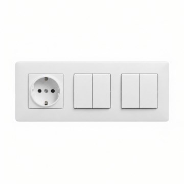 Legrand - 2x διπλοί σειριακοί διακόπτες č. 5 και οικιακή πρίζα SCHUKO με πλαίσιο NILOE STEP 250V, λευκή