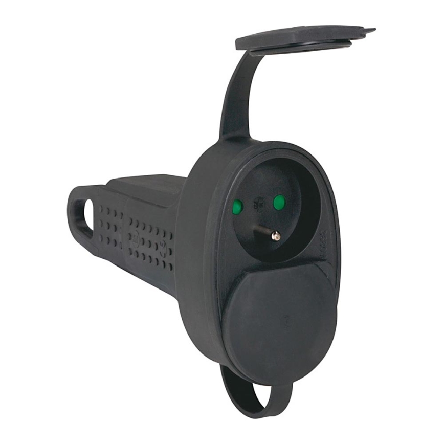 Legrand 50575 - Πρίζα από καουτσούκ χωρίς καλώδιο 250V/16A 2x2P+T IP44 μαύρο