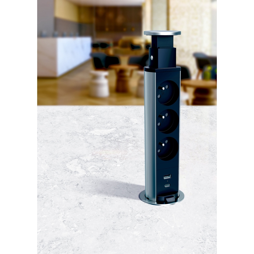 Legrand 654970 - Πολύπριζο γραφείου 3x230V + USB-A + USB-C