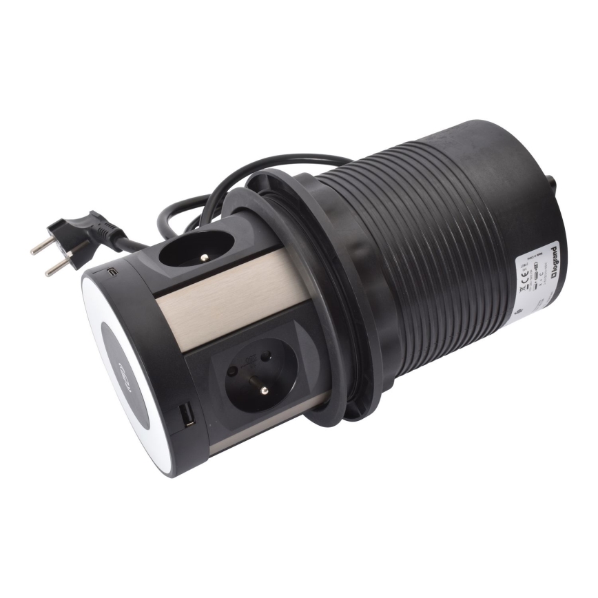 Legrand 654981 - Πολύπριζο γραφείου 4x230V + 2xUSB-A + 2xUSB-C + wireless charging