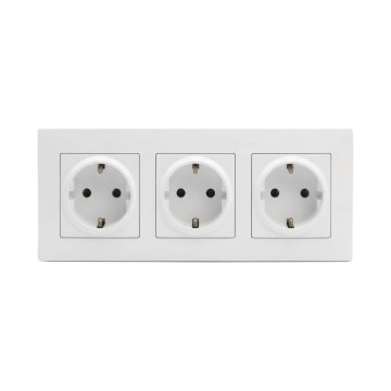 Legrand - Τριπλή οικιακή πρίζα SCHUKO με πλαίσιο NILOE STEP 250V λευκή