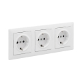 Legrand - Τριπλή οικιακή πρίζα SCHUKO με πλαίσιο SUNO 250V λευκή