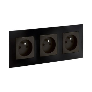 Legrand - Τριπλή οικιακή πρίζα με πλαίσιο NILOE 250V μαύρη