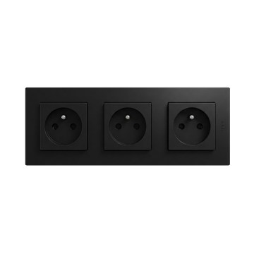 Legrand - Τριπλή οικιακή πρίζα με πλαίσιο NILOE STEP 250V μαύρη