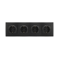 Legrand - Τετραπλή οικιακή πρίζα SCHUKO με πλαίσιο NILOE 250V μαύρη
