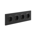 Legrand - Τετραπλή οικιακή πρίζα SCHUKO με πλαίσιο NILOE STEP 250V, μαύρη