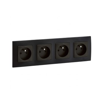 Legrand - Τετραπλή οικιακή πρίζα με πλαίσιο NILOE 250V μαύρη