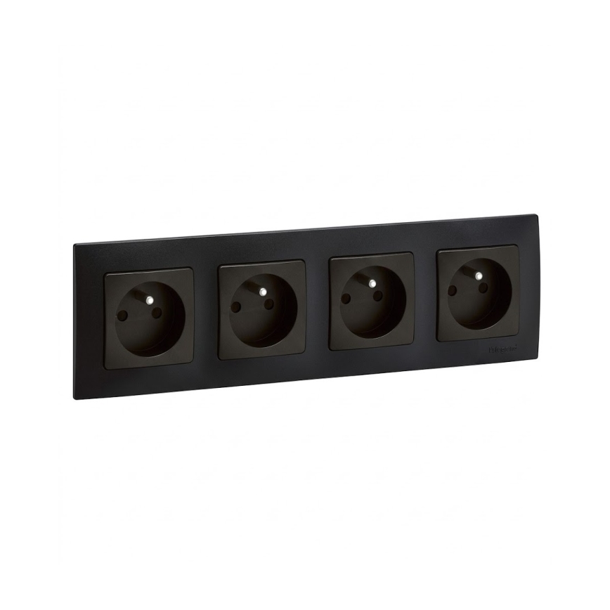 Legrand - Τετραπλή οικιακή πρίζα με πλαίσιο NILOE 250V μαύρη