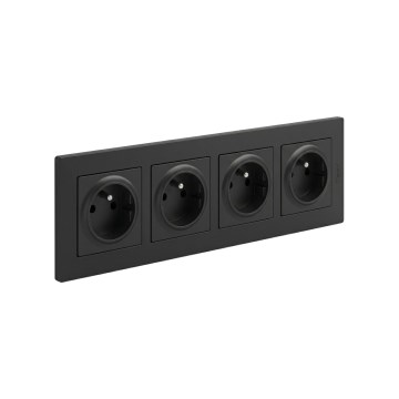 Legrand - Τετραπλή οικιακή πρίζα με πλαίσιο NILOE STEP 250V μαύρη