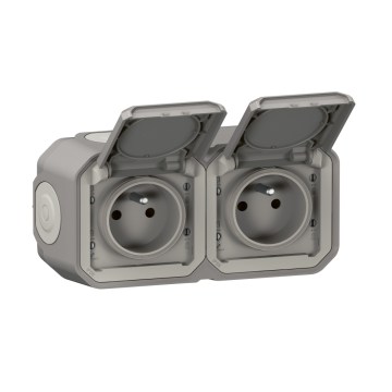 Legrand - Εξωτερική διπλή πρίζα PLEXO 250V IP55 γκρι