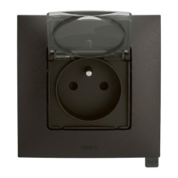 Legrand - Εξωτερική οικιακή πρίζα με πλαίσιο NILOE 250V IP44 μαύρη